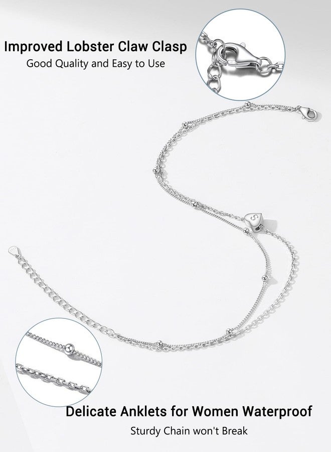 PROSILVER Ankle Bracelets 925 Sterling Silver Ankle Chain Heart Anklet with Initials Alphabet B Letter Jewelry - Image 5